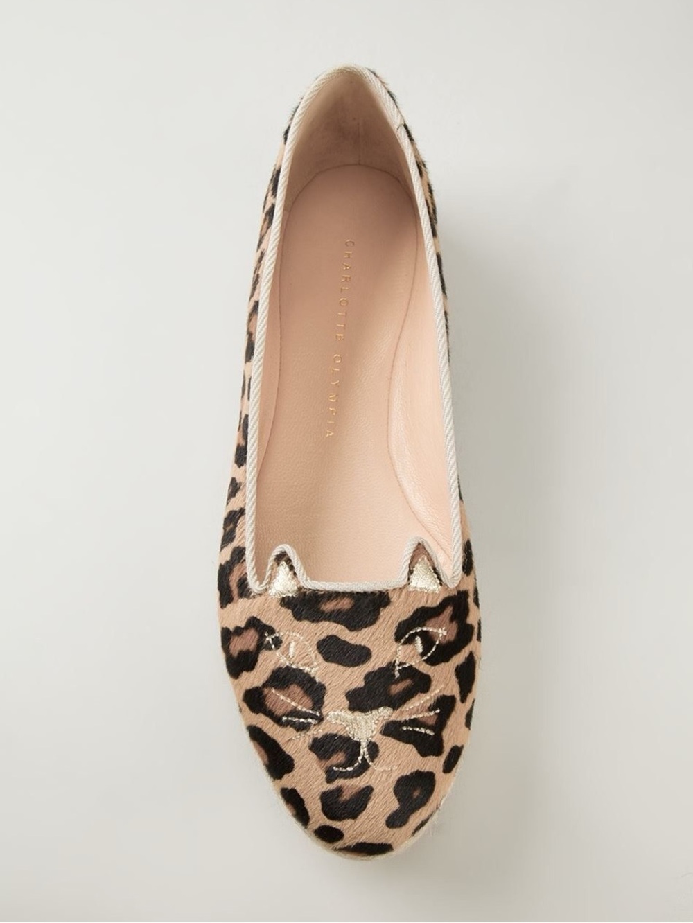 Charlotte Olympia Leopard-Print Kitty Flat